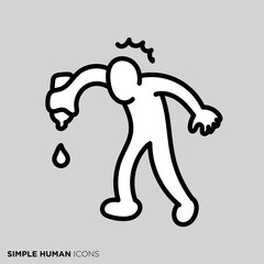 シンプルな人物のポーズイラスト　「水が無くなった人」
