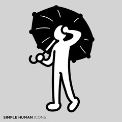 シンプルな人物のポーズイラスト　「日傘をしながら歩く人」