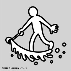 シンプルな人物のポーズイラスト　「打ち水をする人」