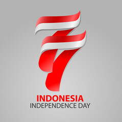Vector illustration, modified number 77 as an Indonesian independence day symbol.