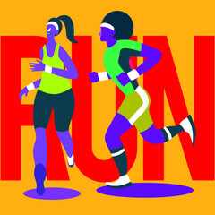 Running sport morning competition healthy for championship festival vector illustration