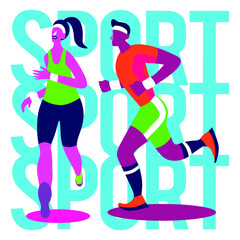 Running sport morning competition healthy for championship festival vector illustration