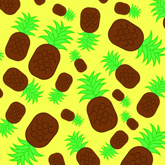 Bright juicy pattern with ripe pineapples