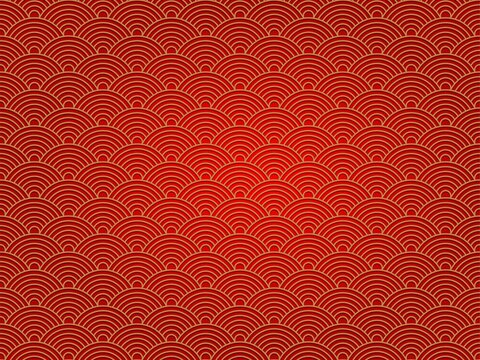 Chinese traditional oriental ornament background, red golden clouds pattern seamless. vector illustration