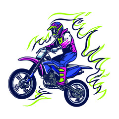 Fototapeta na wymiar Supermoto Rider Ride a Supermoto Bike Illustration
