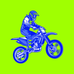Supermoto Rider Ride a Supermoto Bike Illustration