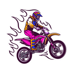 Supermoto Rider Ride a Supermoto Bike Illustration