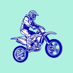 Supermoto Rider Ride a Supermoto Bike Illustration