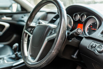 Obraz premium Driver's seat of the car.interior car. open car doors.Close up.