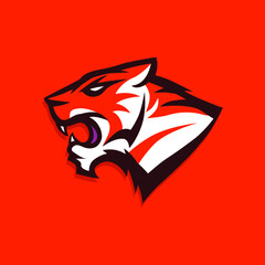 Tiger Head Mascot Icon Illustration Style