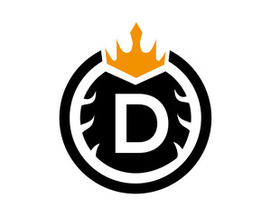 D Letter Logo With Round and Crown Shape Black and White Color