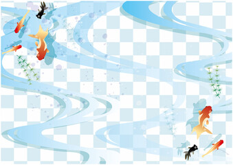 夏　金魚　川　背景
