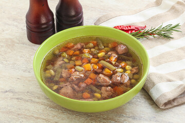 Soup with lentil and chicken