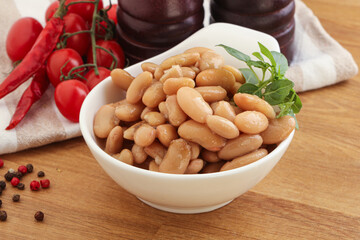 Whinte canned kidney beans in the bowl