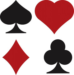 Solitaire Card suit icons  on white background for casino or gambling center.