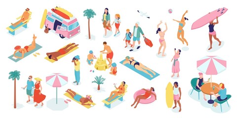 Summer Vacation Color Set - obrazy, fototapety, plakaty