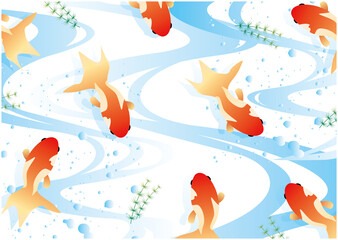 夏　金魚　川　背景
