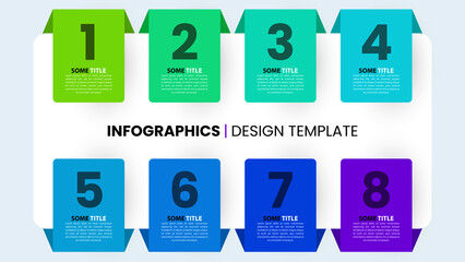 Infographic template. 8 banners with numbers and text