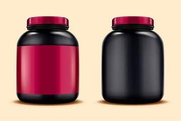Whey protein plastic jar mockups