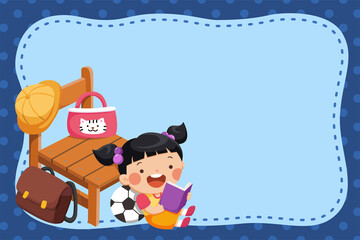 Frame of schoolgirl reading book