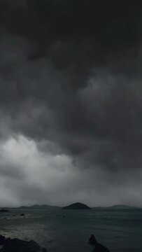 Vertical Video of storm over the sea