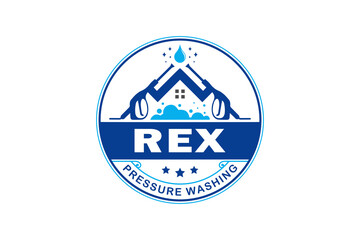 Rex pressure washing logo design template