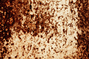 Abstract brown decayed rust stains on old white, brown background, rust stains for background.