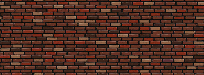 Texture of brown brick wall. Rectangular seamless background for text placement.
