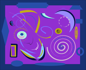 composition of abstract colorful shapes on purple
 background
