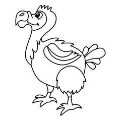 Cute cassowary cartoon coloring page illustration vector. For kids coloring book.