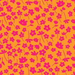 Ditsy floral vintage seamless pattern. Cute fashion print with small hand drawn flowers. Retro botanical vector background