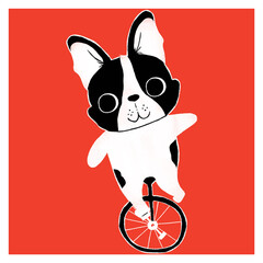Cute boston terrier illustration is a perfect for people who loves dog. Adorable Boston Terrier dog. Design for t-shirt, card, poster and etc.