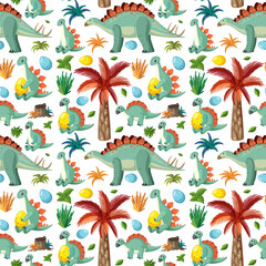 Obraz premium Cute dinosaur seamless pattern