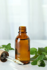 Concept of aromatherapy with mint, close up
