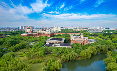 Fototapeta na wymiar Aerial photos of Songjiang University Town, Shanghai, China