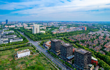 Fototapeta na wymiar Aerial photos of Songjiang University Town, Shanghai, China