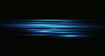 Motion light effect for banners. Blue lines. The effect of speed on a blue background. Red lines of light, speed and movement. Vector lens flare.