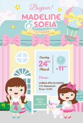 birthday invitation with two little girls