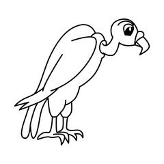 Cute vulture cartoon coloring page illustration vector. For kids coloring book.