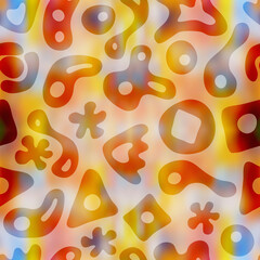 Seamless pattern, abstract shapes, multicolor background
