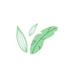 Obraz premium Organic shape of green plant, leaves. Modern trendy icon of foliage. Flat natural vector illustration with floral for advertisement, promotion, decoration
