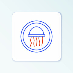 Line Jellyfish on a plate icon isolated on white background. Colorful outline concept. Vector