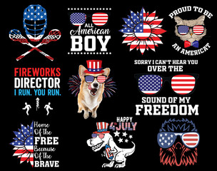 USA Independence Day T-shirt Design.4th of July Design.Patriotic sunflower t-shirt wall art, print. 4th of July Independence day T-shirt 