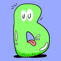 Cartoon Colorful Character English alphabet. Cute bold font. Handwritten ABC. Vector Handdrawn illustration