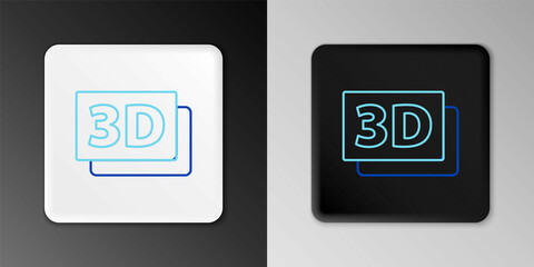 Line 3D word icon isolated on grey background. Colorful outline concept. Vector