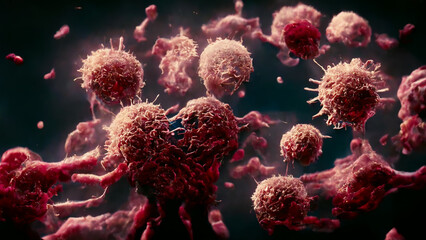 T-Cells fighting viruses in Blood Stream, Immunotherapy concept, T-Cell attacking virus 3d rendering