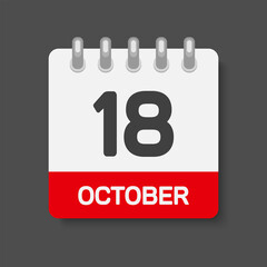 Icon page calendar day 18 October, template date