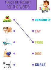 Word to picture matching worksheet for children