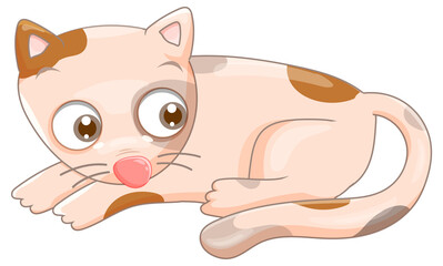 White cat laying down cartoon animal