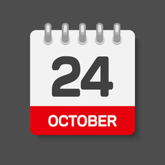 Icon page calendar day 24 October, template date